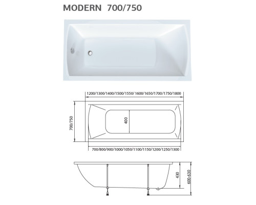 Ванна MODERN 150*70 01мод1570